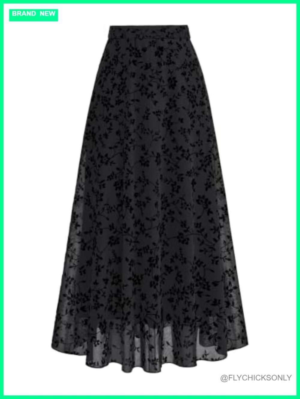 Women's Floral Mesh Maxi Tulle Skirt High Waisted A-Line Long Skirt